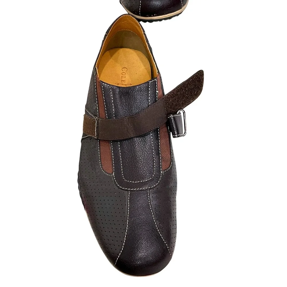 Cole Haan Mens 10.5M Brown Leather Strap Loafer Comfort Walking‎ Shoes